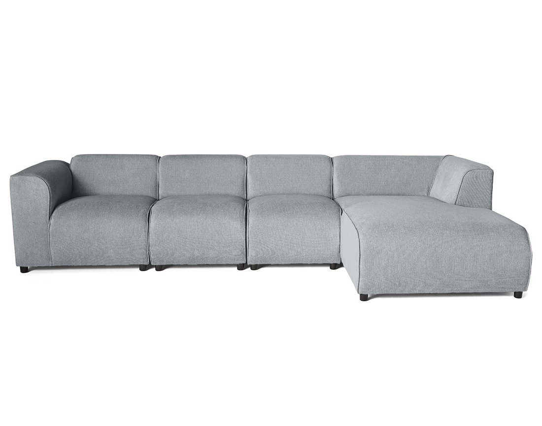 Canapé modulable d'angle droit 5 places en tissu texturé Suaro Canapé modulable d'angle droit 5 places en tissu texturé Suaro