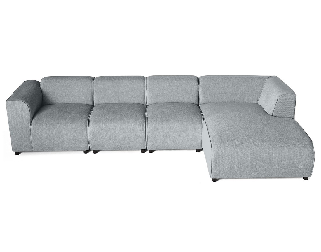 Canapé modulable d'angle droit 5 places en tissu texturé Suaro Canapé modulable d'angle droit 5 places en tissu texturé Suaro