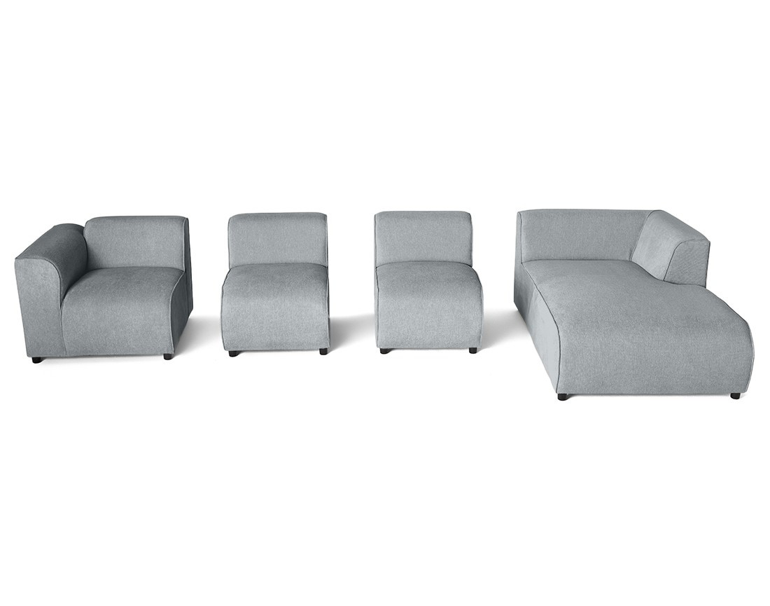 Canapé modulable d'angle droit 5 places en tissu texturé Suaro Canapé modulable d'angle droit 5 places en tissu texturé Suaro