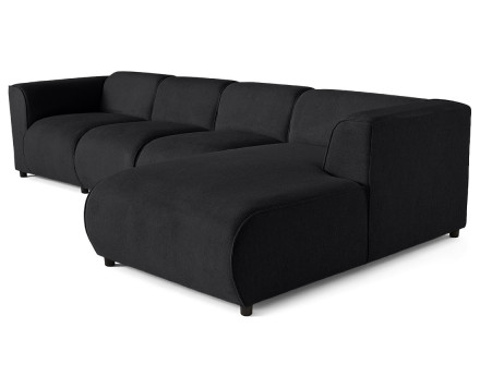 Canapé modulable d'angle droit 5 places en tissu texturé Suaro