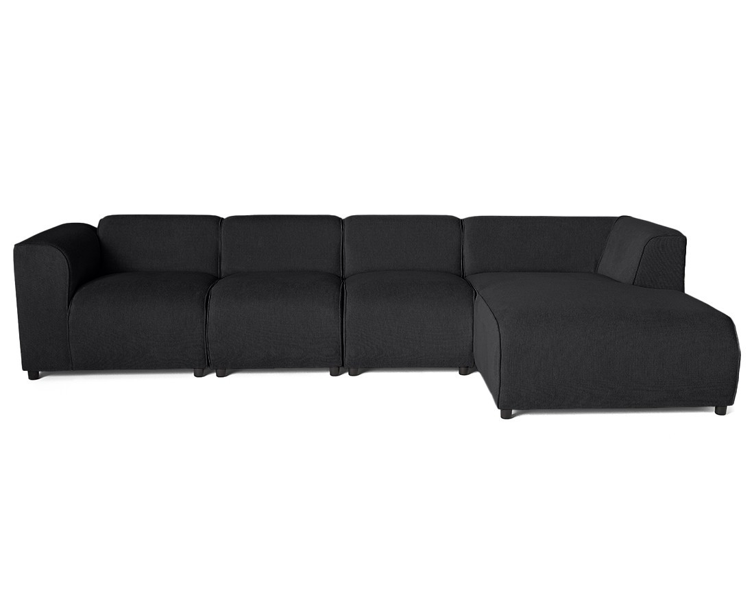 Canapé modulable d'angle droit 5 places en tissu texturé Suaro Canapé modulable d'angle droit 5 places en tissu texturé Suaro