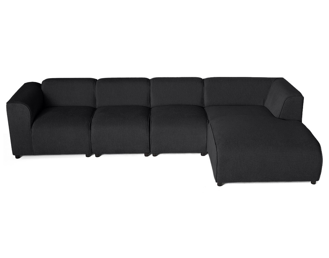 Canapé modulable d'angle droit 5 places en tissu texturé Suaro Canapé modulable d'angle droit 5 places en tissu texturé Suaro
