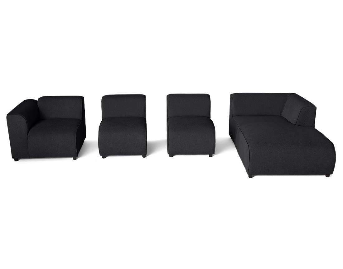 Canapé modulable d'angle droit 5 places en tissu texturé Suaro Canapé modulable d'angle droit 5 places en tissu texturé Suaro