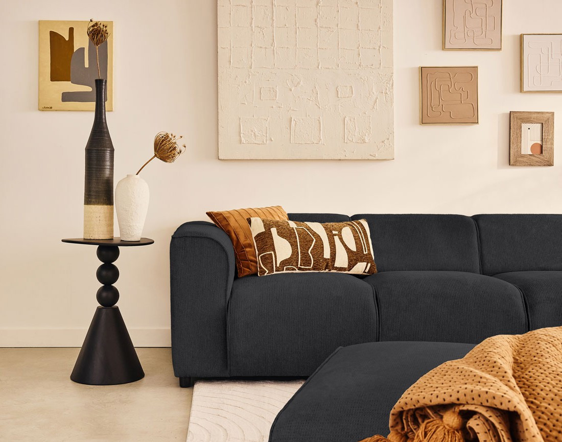 Canapé modulable d'angle droit 5 places en tissu texturé Suaro Canapé modulable d'angle droit 5 places en tissu texturé Suaro