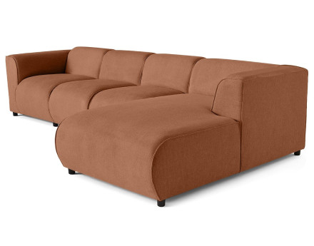 Canapé modulable d'angle droit 5 places en tissu texturé Suaro