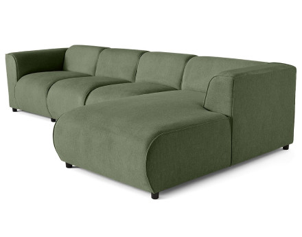 Canapé modulable d'angle droit 5 places en tissu texturé Suaro