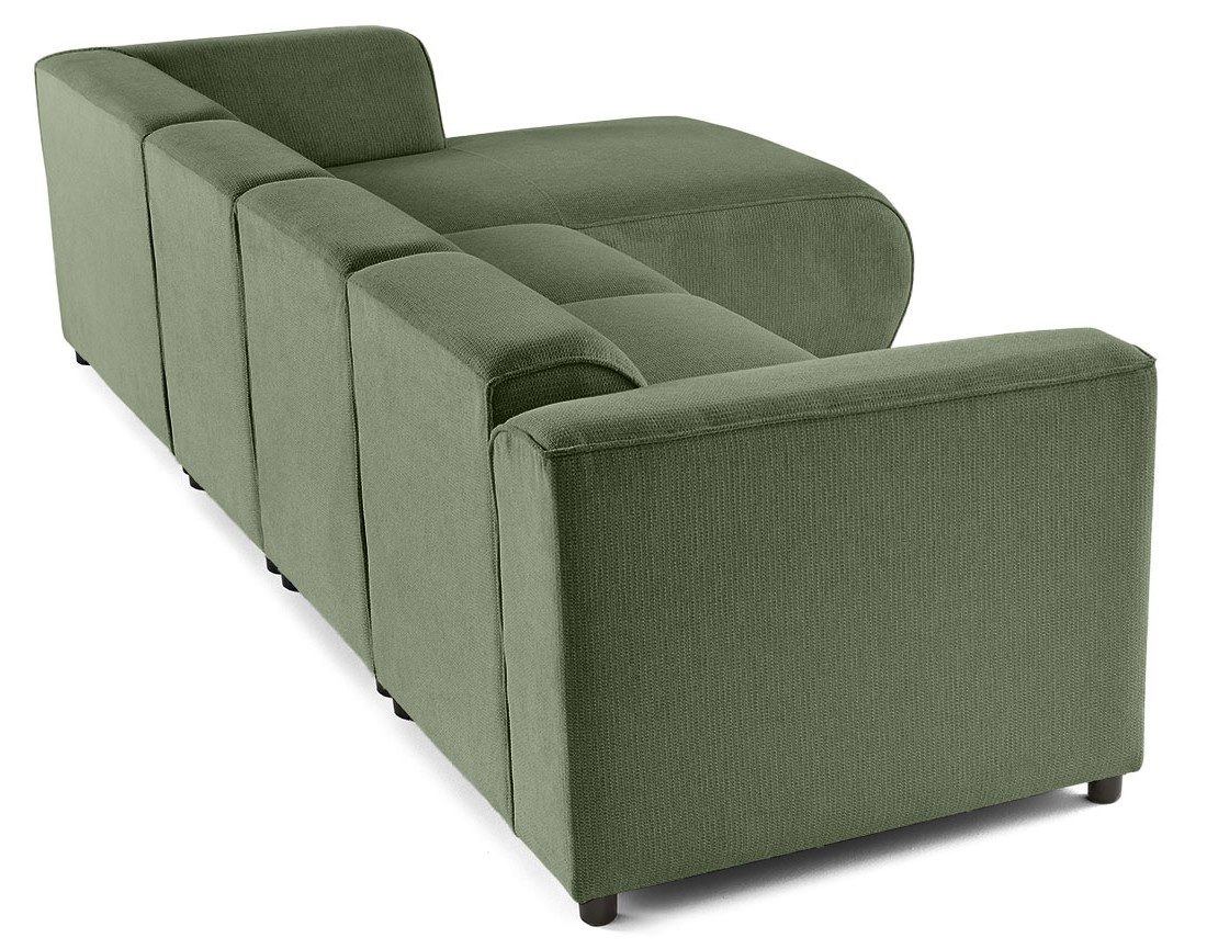 Canapé modulable d'angle droit 5 places en tissu texturé Suaro