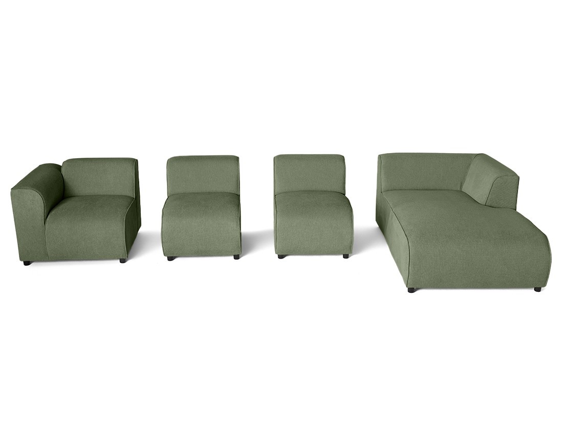 Canapé modulable d'angle droit 5 places en tissu texturé Suaro