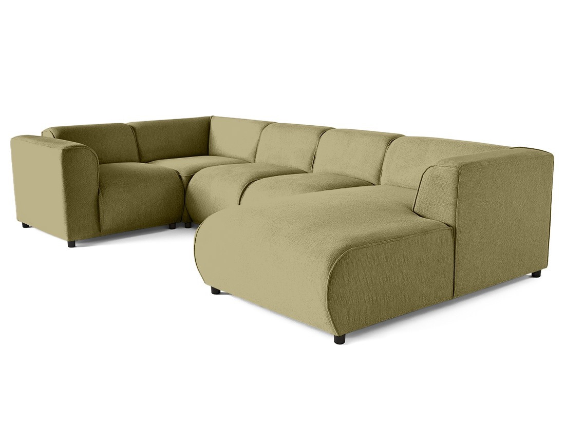 Canapé modulable panoramique d'angle gauche 7 places en tissu texturé Suaro