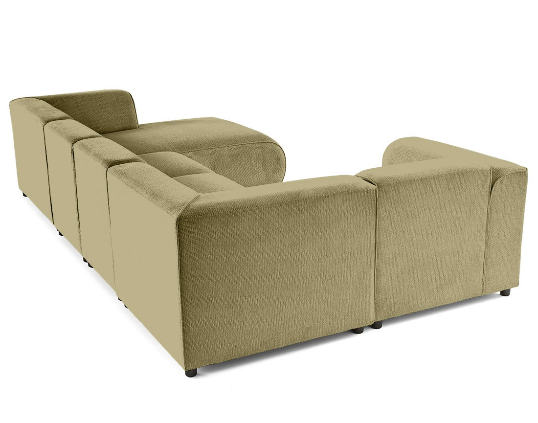 Canapé modulable panoramique d'angle gauche 7 places en tissu texturé Suaro