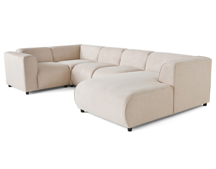 Canapé modulable panoramique d'angle gauche 7 places en tissu texturé Suaro