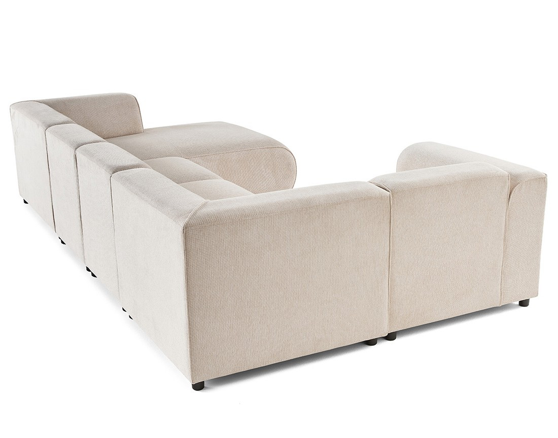 Canapé modulable panoramique d'angle gauche 7 places en tissu texturé Suaro Canapé modulable panoramique d'angle gauche 7 places en tissu texturé Suaro