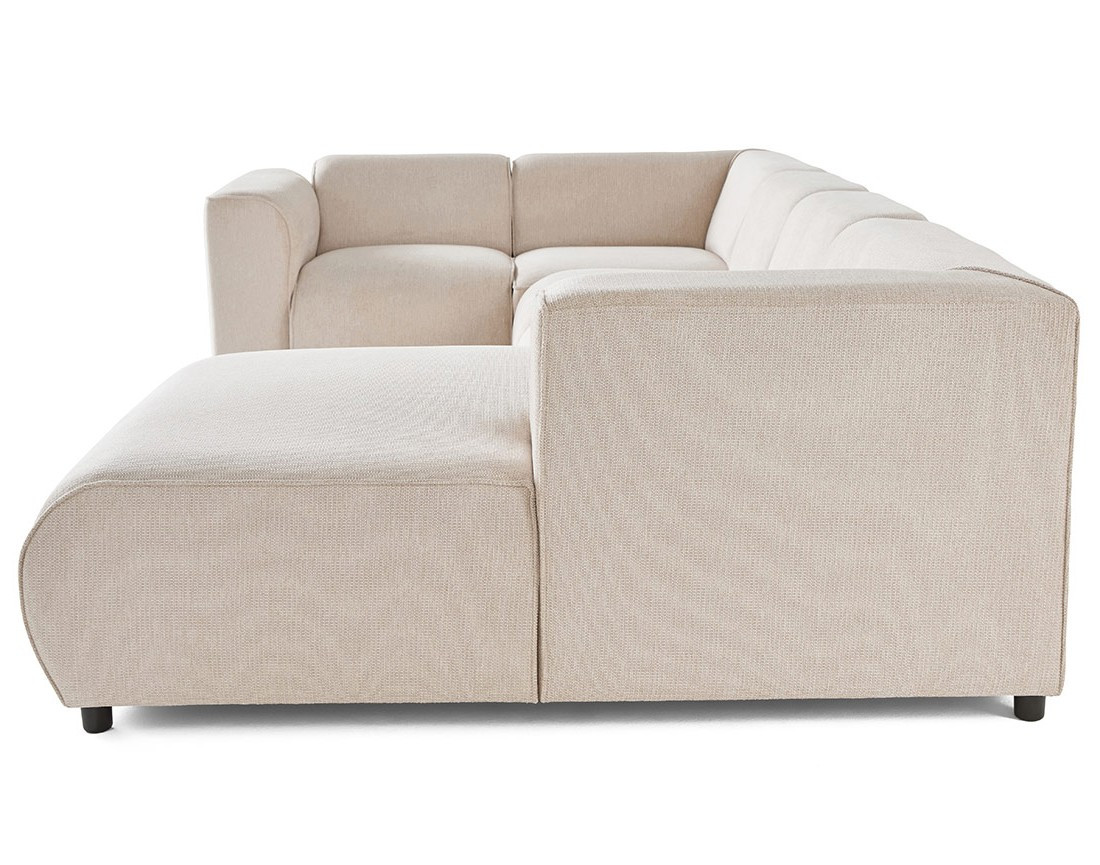 Canapé modulable panoramique d'angle gauche 7 places en tissu texturé Suaro Canapé modulable panoramique d'angle gauche 7 places en tissu texturé Suaro