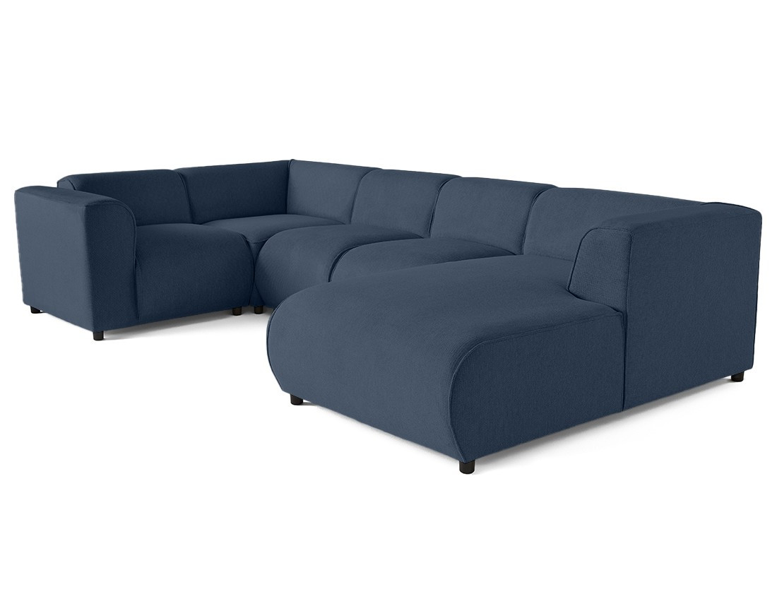 Canapé modulable panoramique d'angle gauche 7 places en tissu texturé Suaro