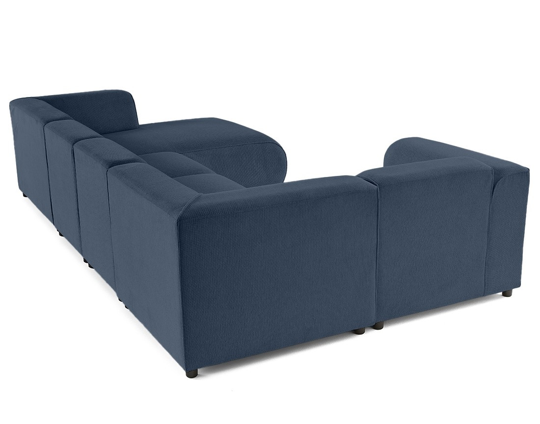 Canapé modulable panoramique d'angle gauche 7 places en tissu texturé Suaro