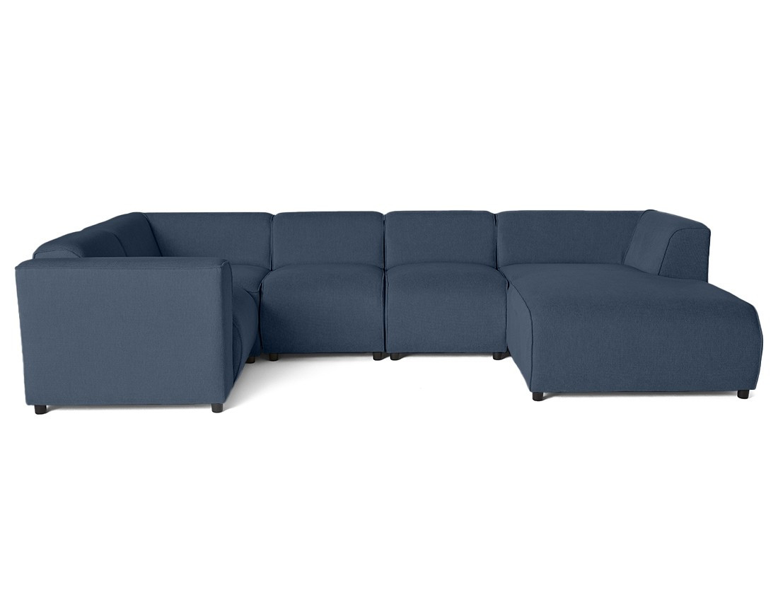 Canapé modulable panoramique d'angle gauche 7 places en tissu texturé Suaro