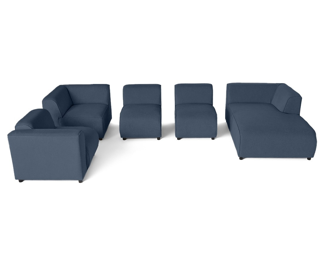 Canapé modulable panoramique d'angle gauche 7 places en tissu texturé Suaro