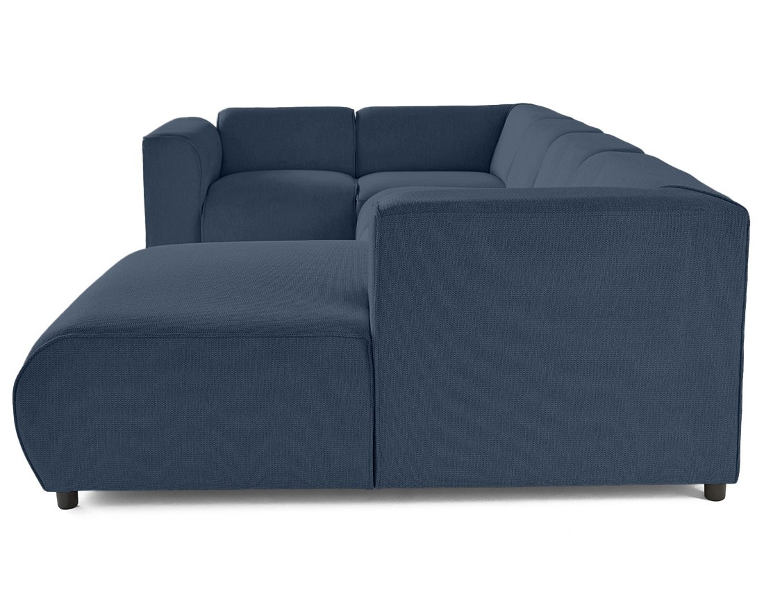 Canapé modulable panoramique d'angle gauche 7 places en tissu texturé Suaro