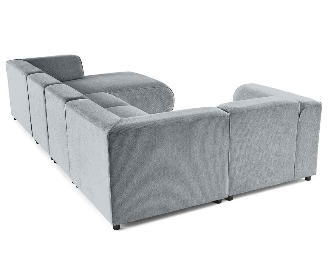 Canapé modulable panoramique d'angle gauche 7 places en tissu texturé Suaro Canapé modulable panoramique d'angle gauche 7 places en tissu texturé Suaro
