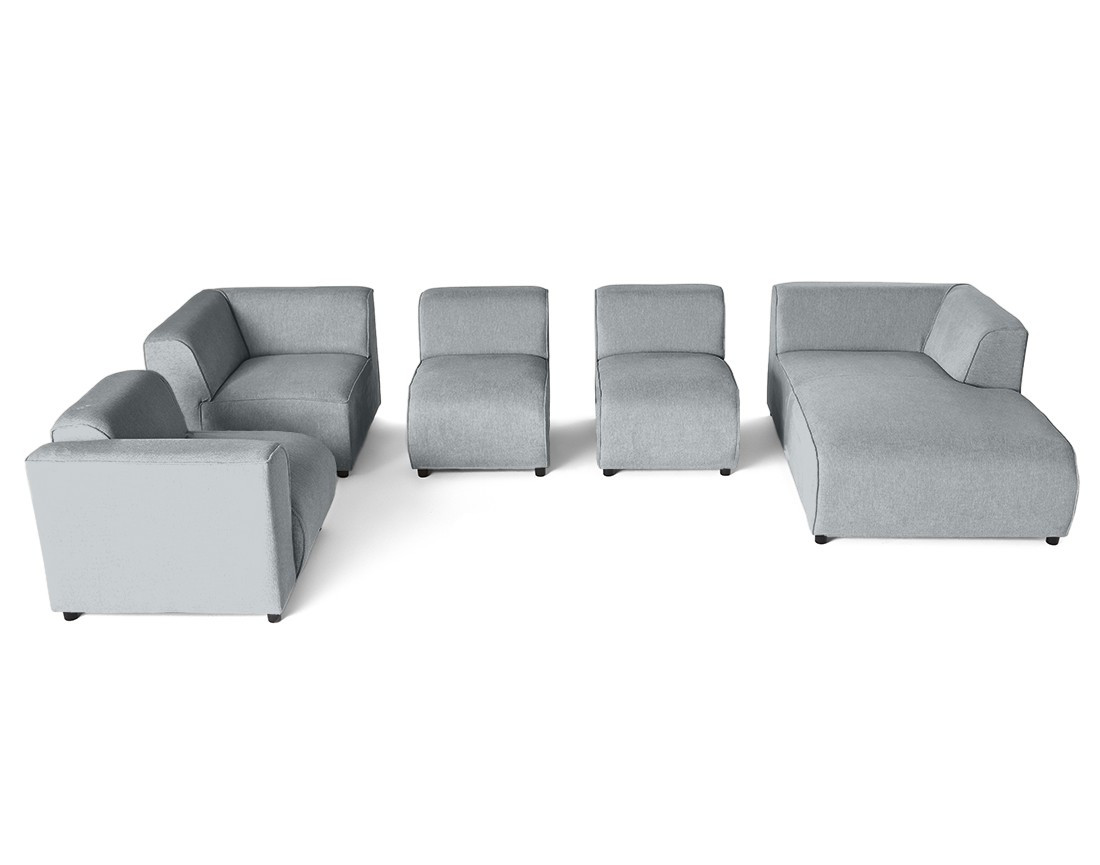 Canapé modulable panoramique d'angle gauche 7 places en tissu texturé Suaro Canapé modulable panoramique d'angle gauche 7 places en tissu texturé Suaro