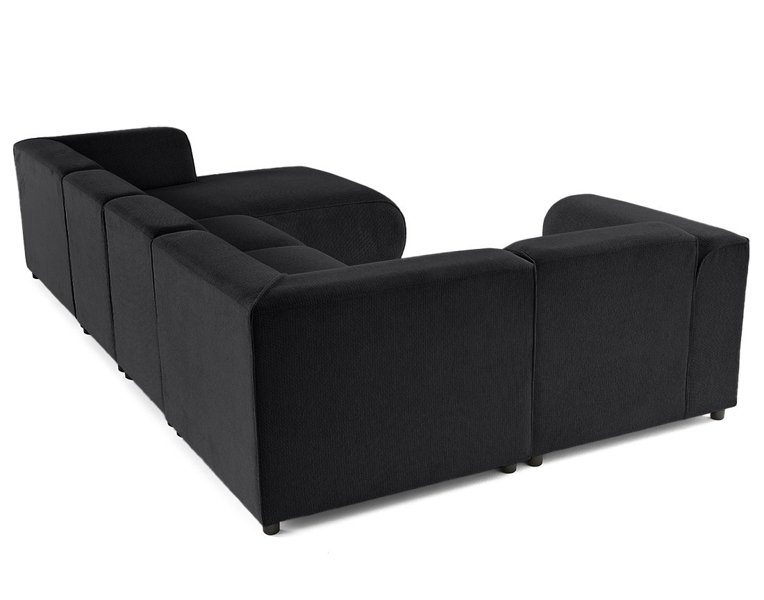 Canapé modulable panoramique d'angle gauche 7 places en tissu texturé Suaro Canapé modulable panoramique d'angle gauche 7 places en tissu texturé Suaro