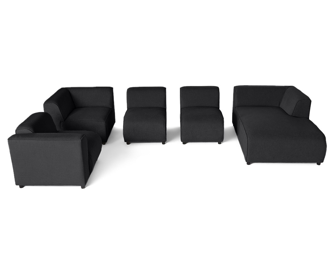 Canapé modulable panoramique d'angle gauche 7 places en tissu texturé Suaro Canapé modulable panoramique d'angle gauche 7 places en tissu texturé Suaro