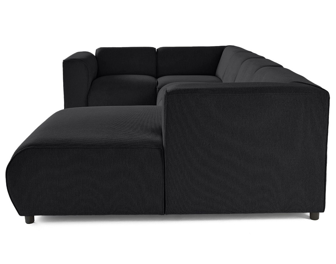 Canapé modulable panoramique d'angle gauche 7 places en tissu texturé Suaro Canapé modulable panoramique d'angle gauche 7 places en tissu texturé Suaro