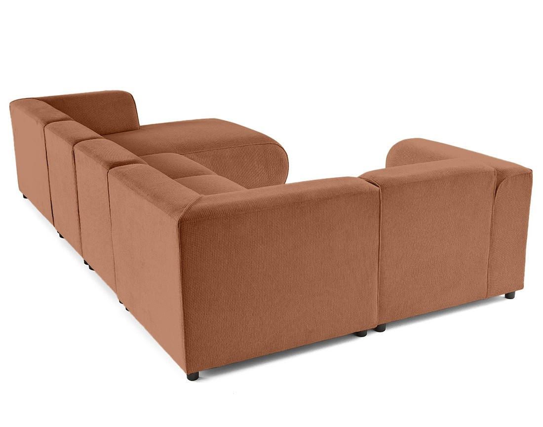 Canapé modulable panoramique d'angle gauche 7 places en tissu texturé Suaro