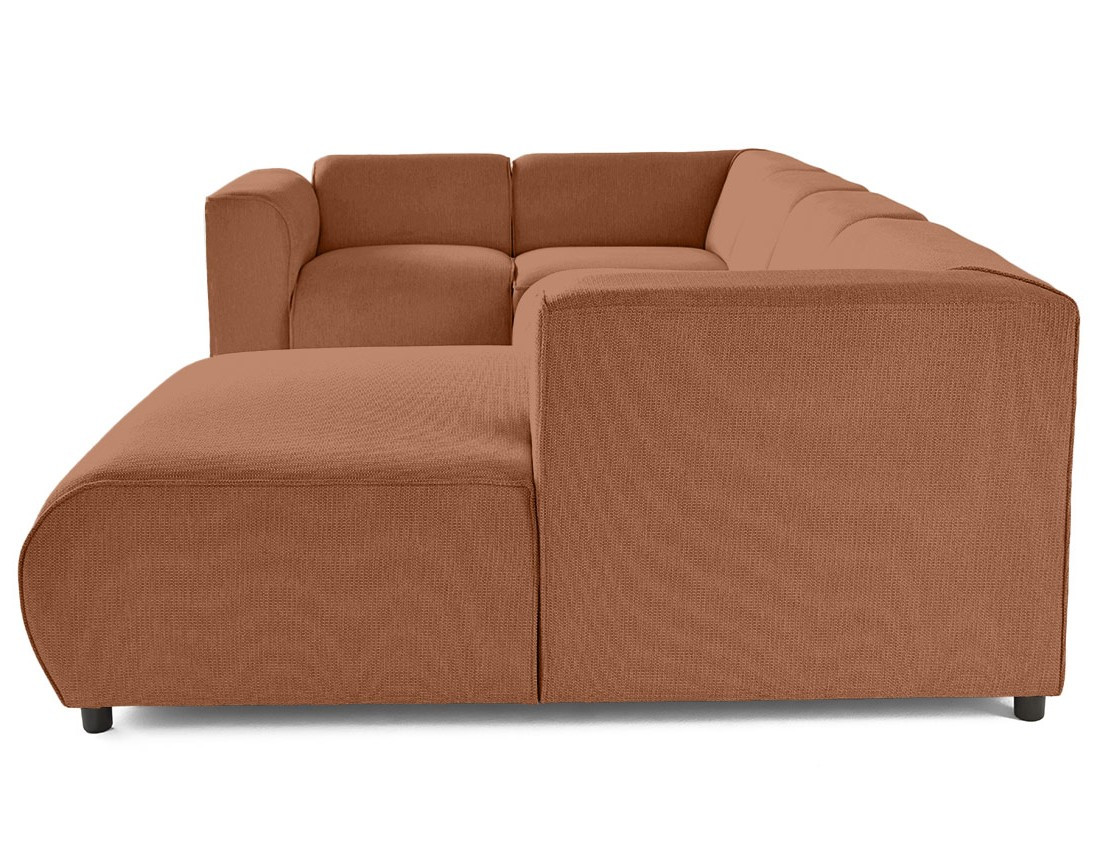 Canapé modulable panoramique d'angle gauche 7 places en tissu texturé Suaro