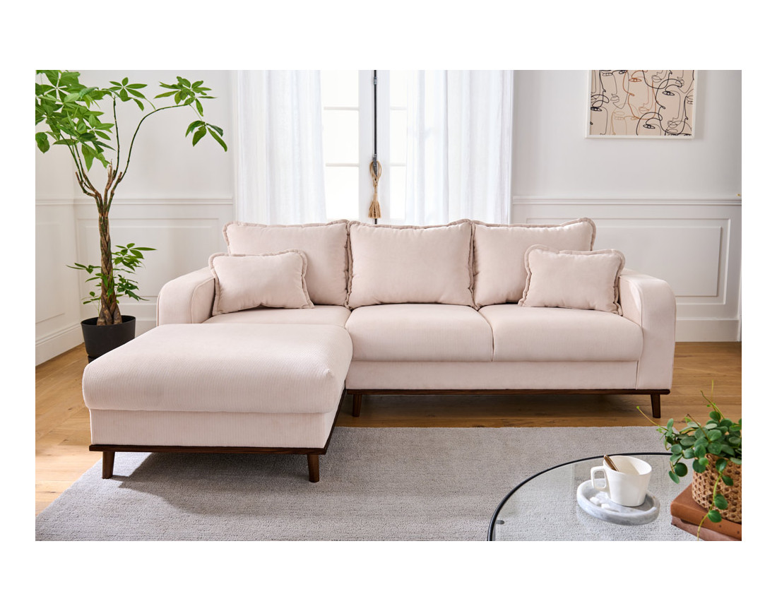 Canapé d'angle gauche 4 places en velours côtelé Canapé d'angle gauche 4 places en velours côtelé