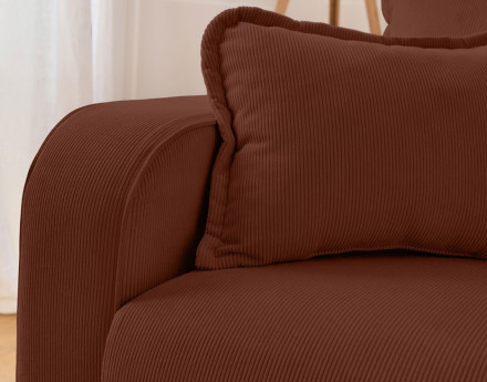 Canapé d'angle droit 4 places en velours côtelé Albane