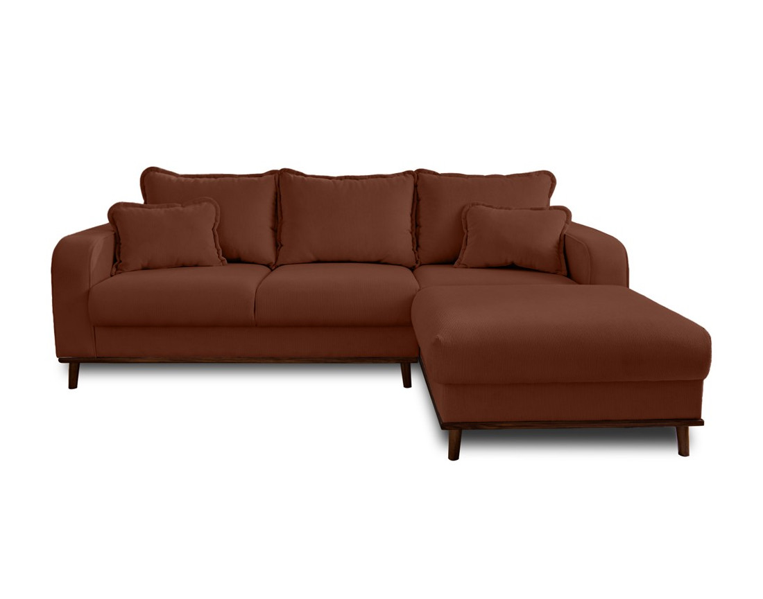 Canapé d'angle droit 4 places en velours côtelé Albane