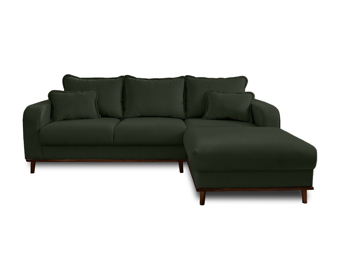 Canapé d'angle droit 4 places en velours côtelé Albane