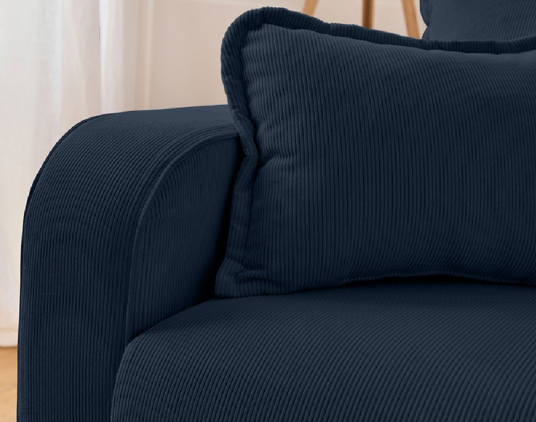 Canapé d'angle droit 4 places en velours côtelé Albane