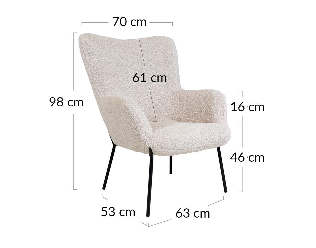 Fauteuil en tissu bouclette Emilio