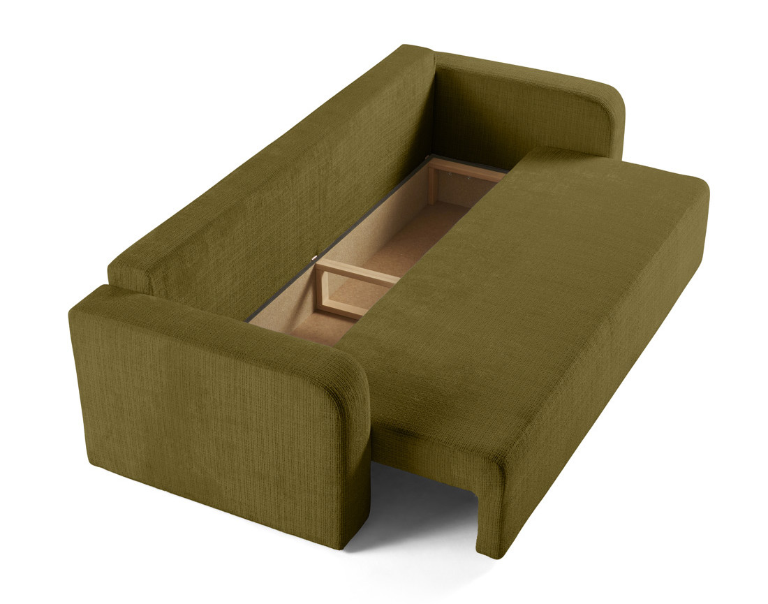 Canapé droit 3 places convertible avec coffre en velours texturé Miro