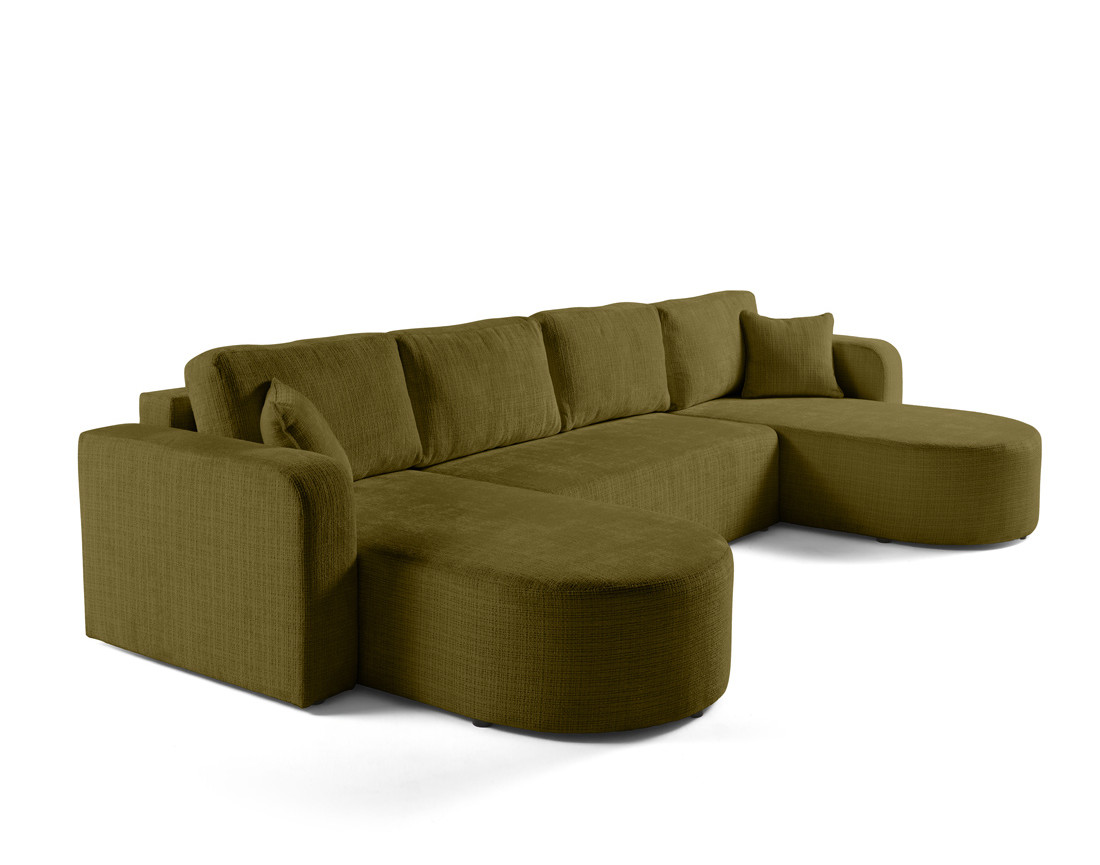 Canapé panoramique convertible avec coffre en velours texturé Miro