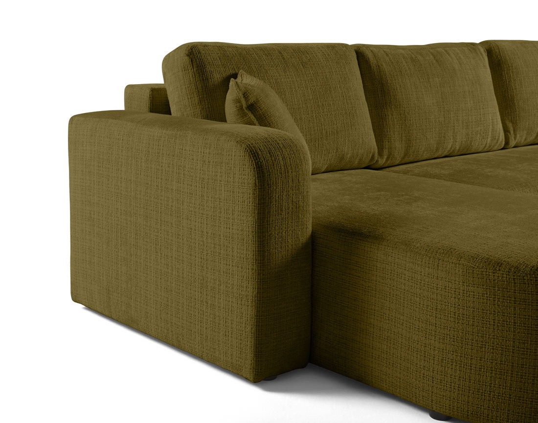 Canapé panoramique convertible avec coffre en velours texturé Miro