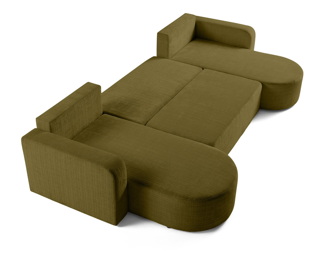 Canapé panoramique convertible avec coffre en velours texturé Miro