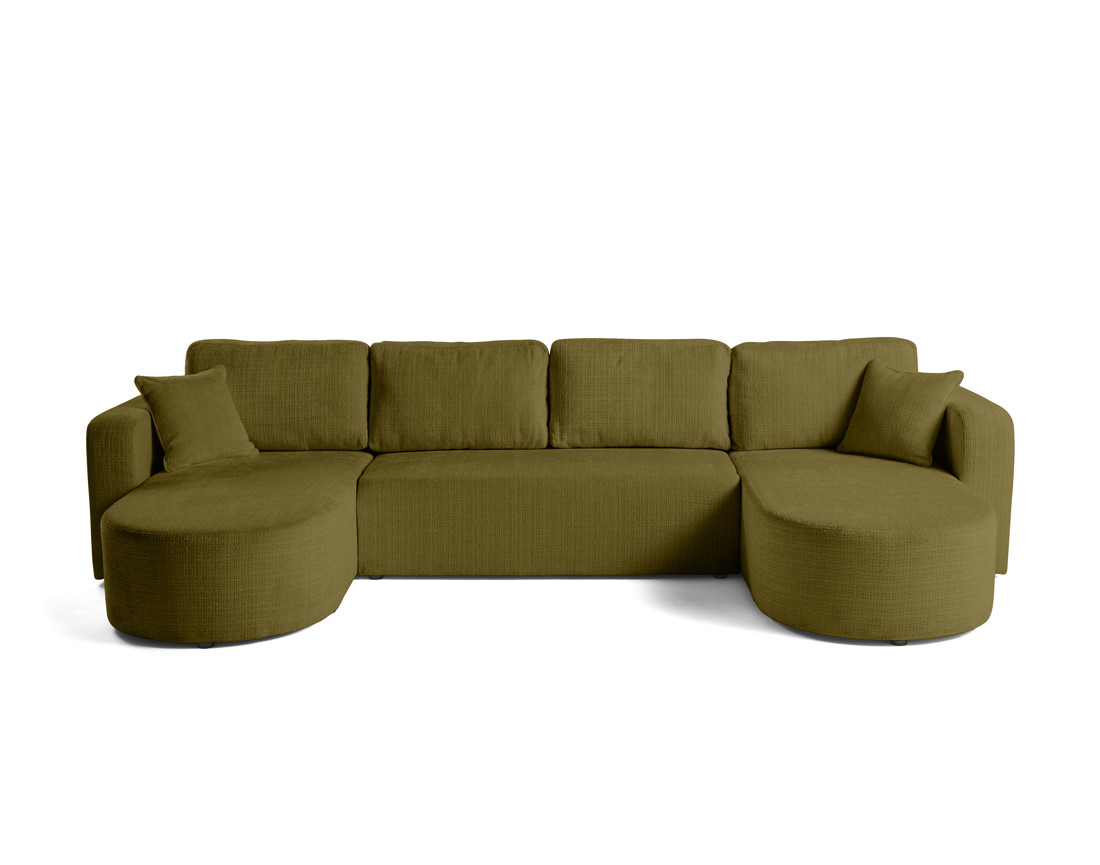 Canapé panoramique convertible avec coffre en velours texturé Miro