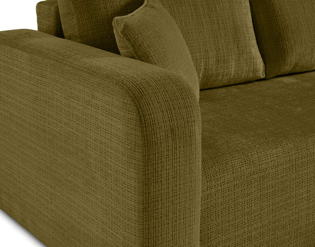 Canapé d'angle réversible 4 places convertible avec coffre en velours texturé Miro