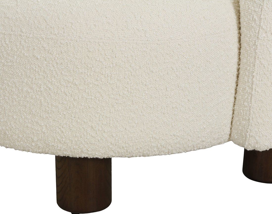 Fauteuil accoudoir gauche pieds en frêne massif en tissu bouclette Leonardo