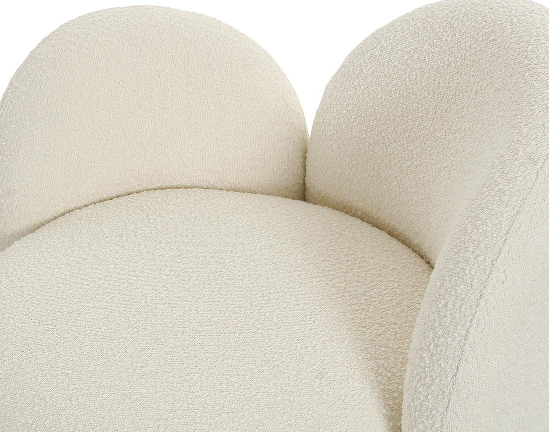 Fauteuil accoudoir gauche pieds en frêne massif en tissu bouclette Leonardo
