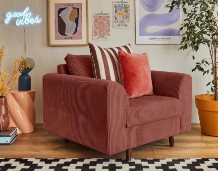 Fauteuil en velours côtelé Rune