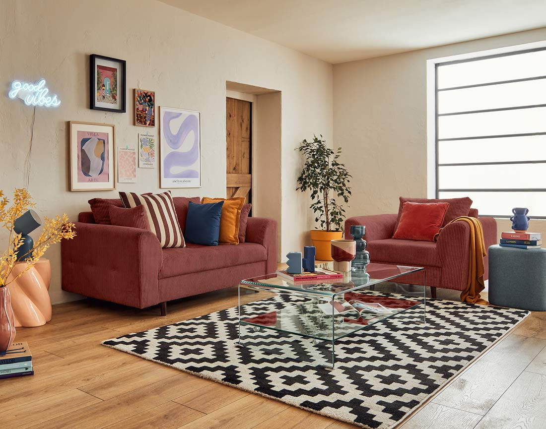 Fauteuil en velours côtelé Rune