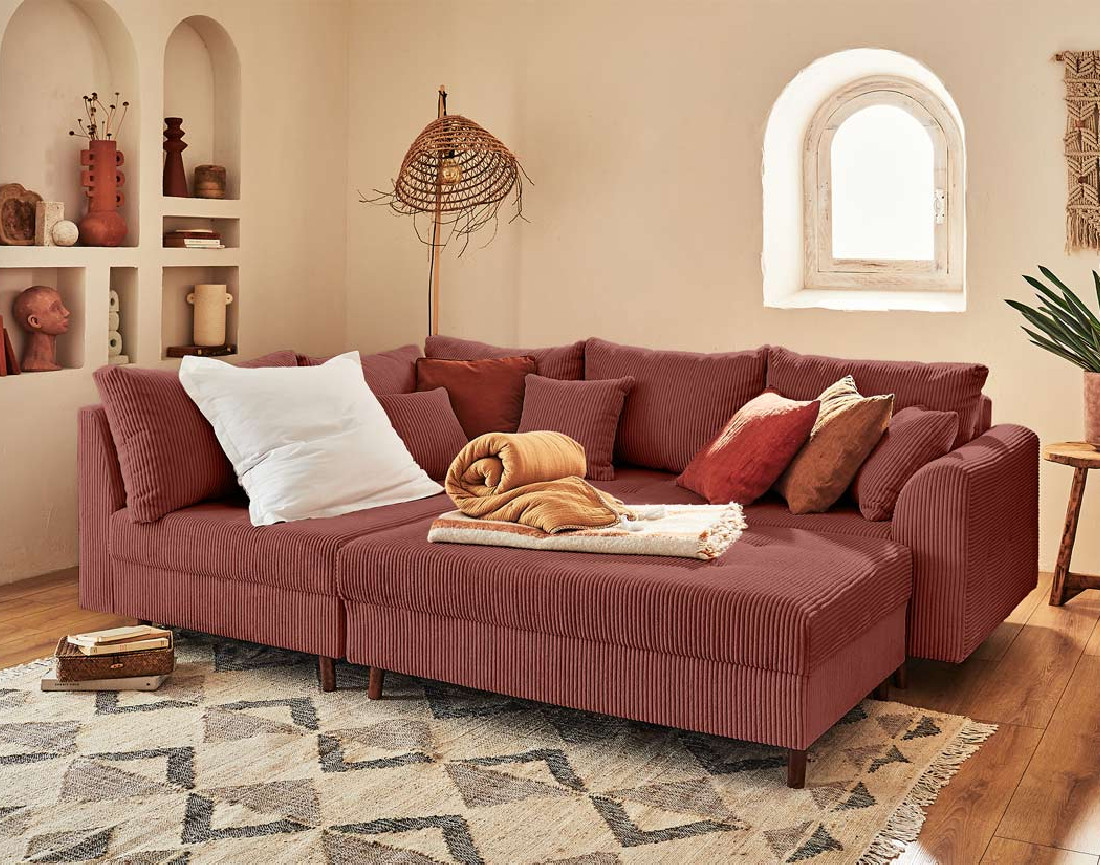 Pouf modulable en velours côtelé - Rune
