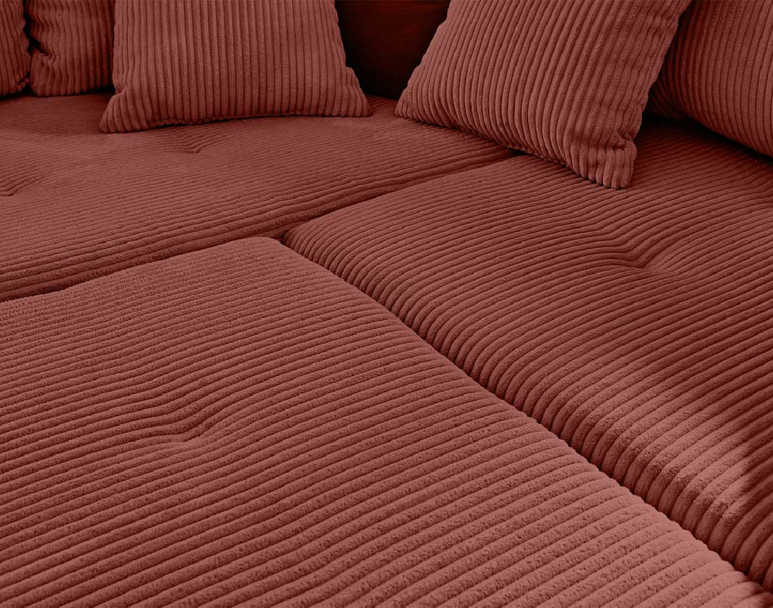 Canapé d'angle gauche - 4 places - en velours côtelé - Rune
