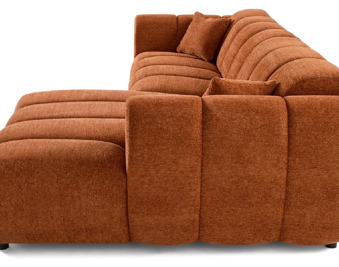 Canapé d'angle droit 4 places en tissu texturé Curtis Canapé d'angle droit 4 places en tissu texturé Curtis