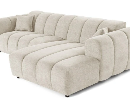 Canapé d'angle droit 4 places en tissu texturé Curtis