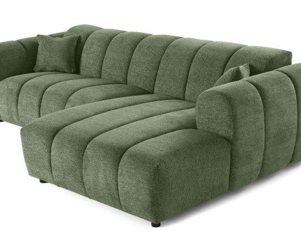 Canapé d'angle droit 4 places en tissu texturé Curtis